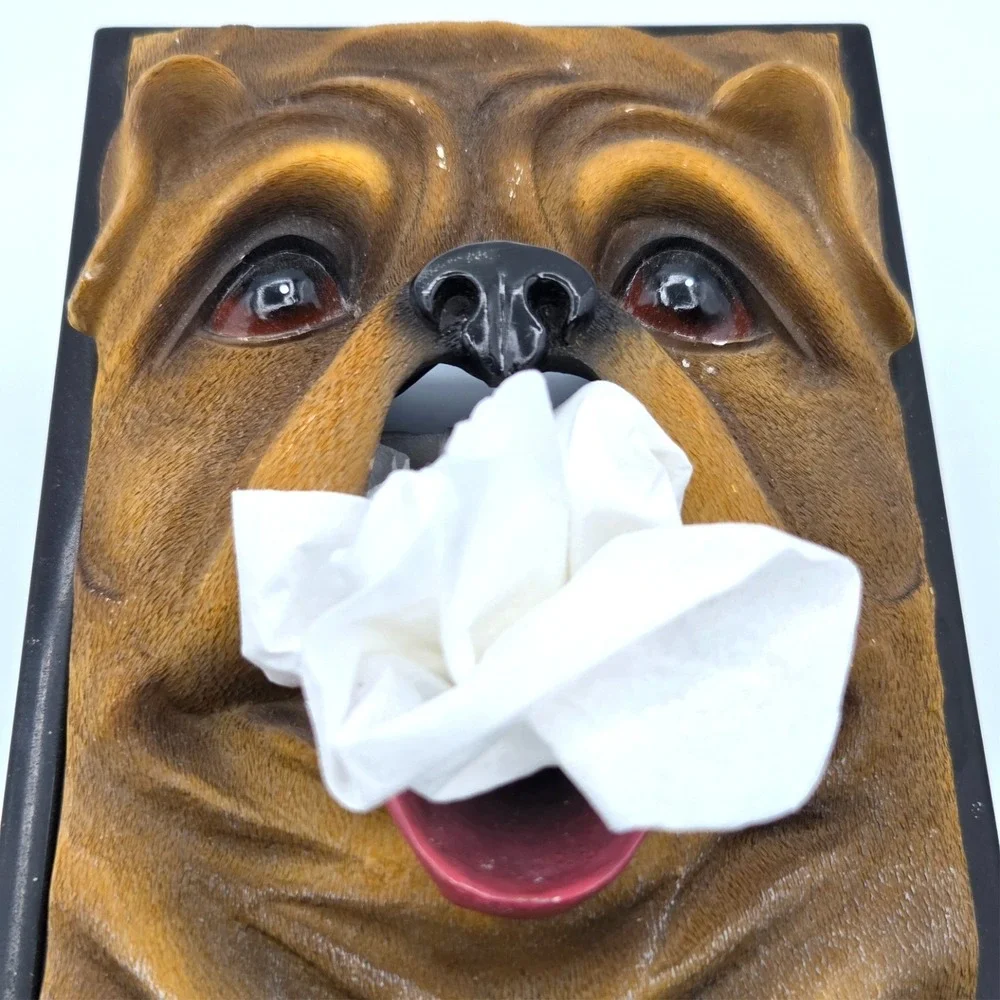 3D Dog Wooden‎ Kleenex Tissue Box Cover Holder UNIQUE